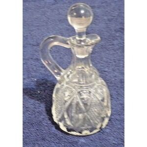 Vintage Crystal Cut Vinager or Oil‎ Pitcher w/Stopper Heavy Glass